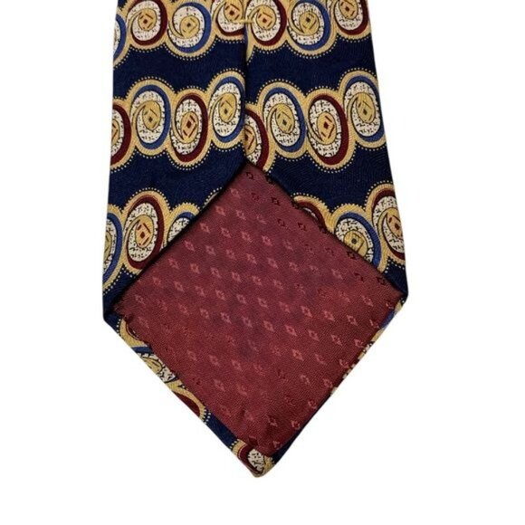 Bravini Silk Tie Quiet Luxury Old Money Geometric Blue Gold Made in USA … - Picture 5 of 7